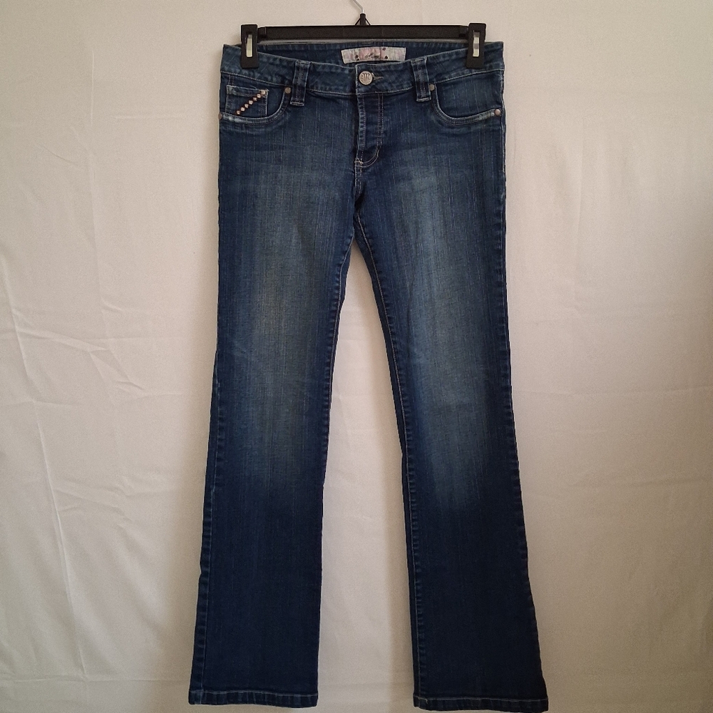 Misses Women's Bootcut Jeans Size 28 Blue Denim Embroidered Pocket Stretch